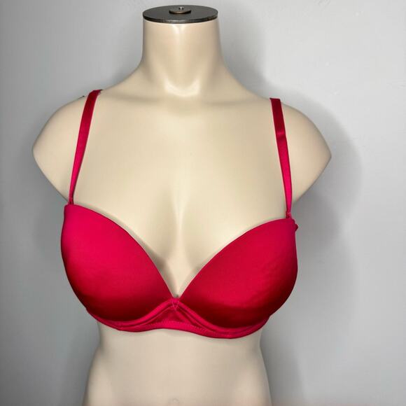 Pink K Women's Size 36D Bra Red Underwire Convertible Straps Push Up NWOT - Picture 1 of 7
